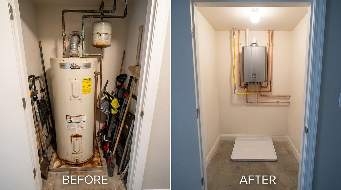 Tank water heater versus wall-mounted tankless unit comparison for Grand Rapids, MN homeowners